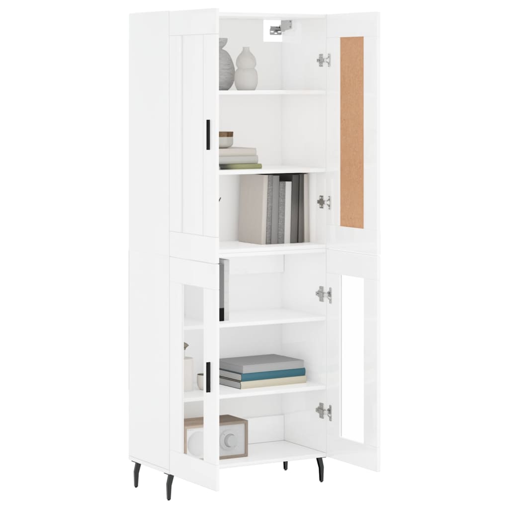 Highboard Hochglanz-Weiß 69,5x34x180 cm Holzwerkstoff