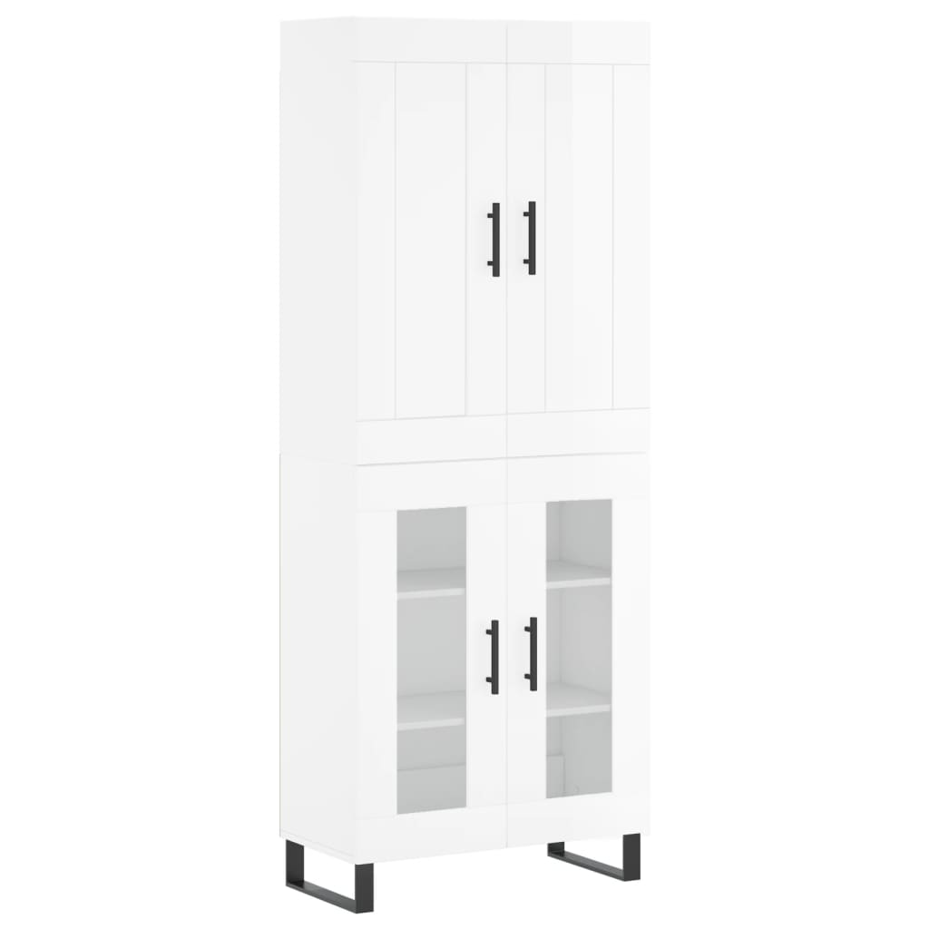 Highboard Hochglanz-Weiß 69,5x34x180 cm Holzwerkstoff