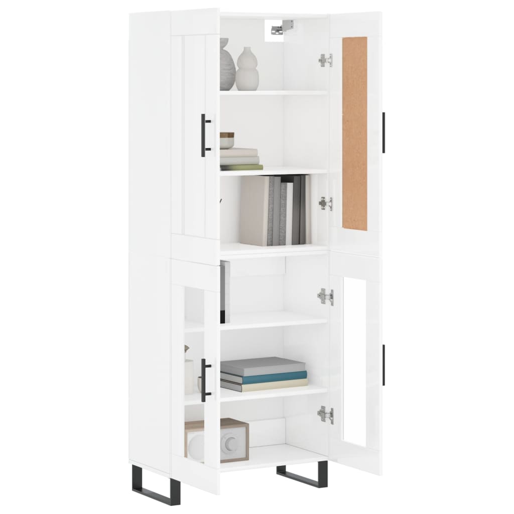 Highboard Hochglanz-Weiß 69,5x34x180 cm Holzwerkstoff