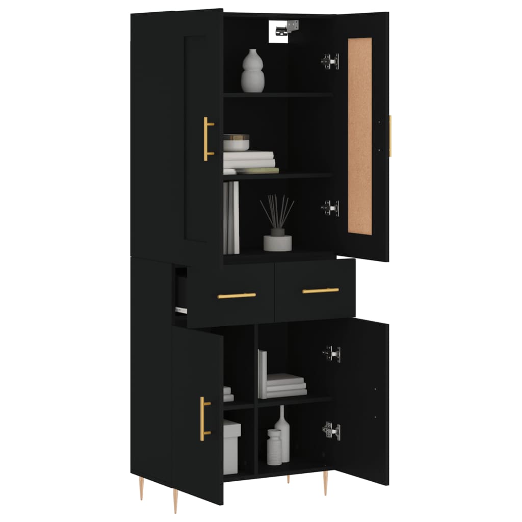 Highboard Schwarz 69,5x34x180 cm Holzwerkstoff