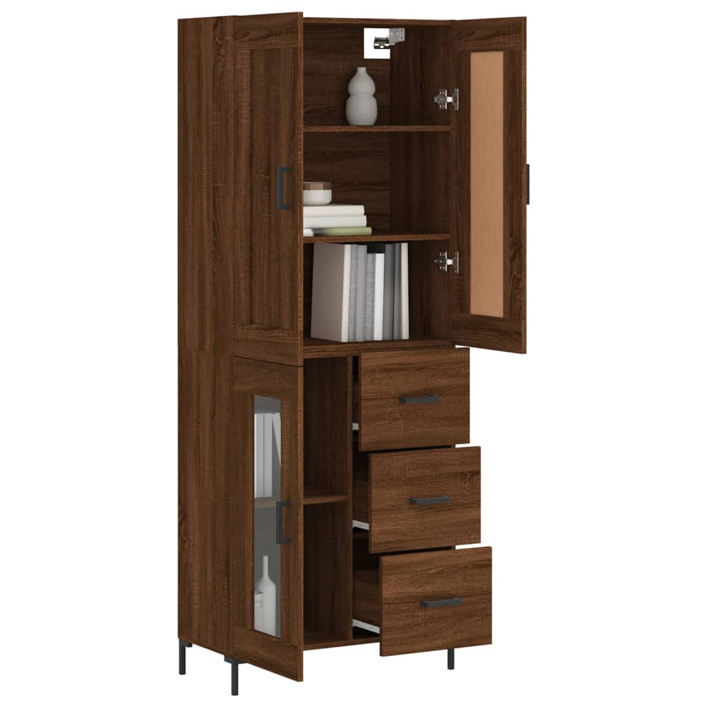 Highboard Braun Eichen-Optik 69,5x34x180 cm Holzwerkstoff