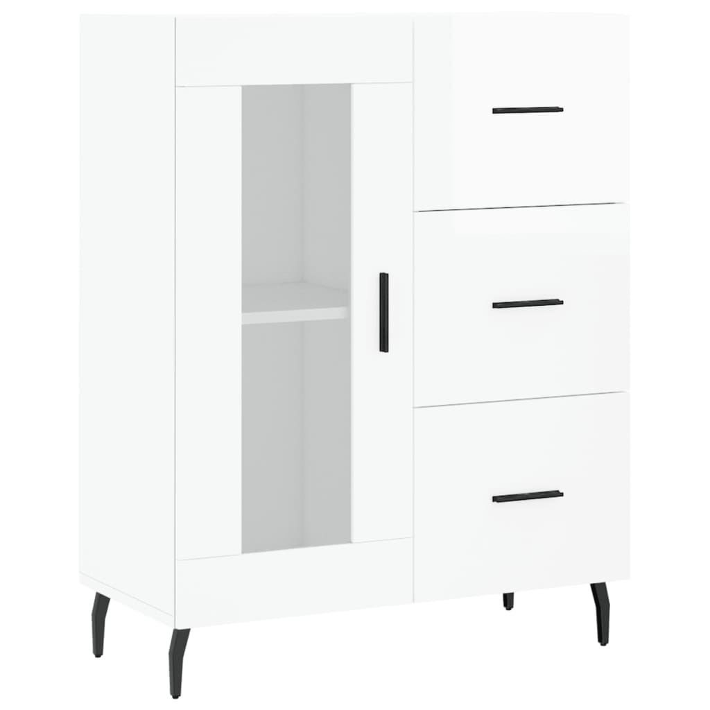 Highboard Hochglanz-Weiß 69,5x34x180 cm Holzwerkstoff