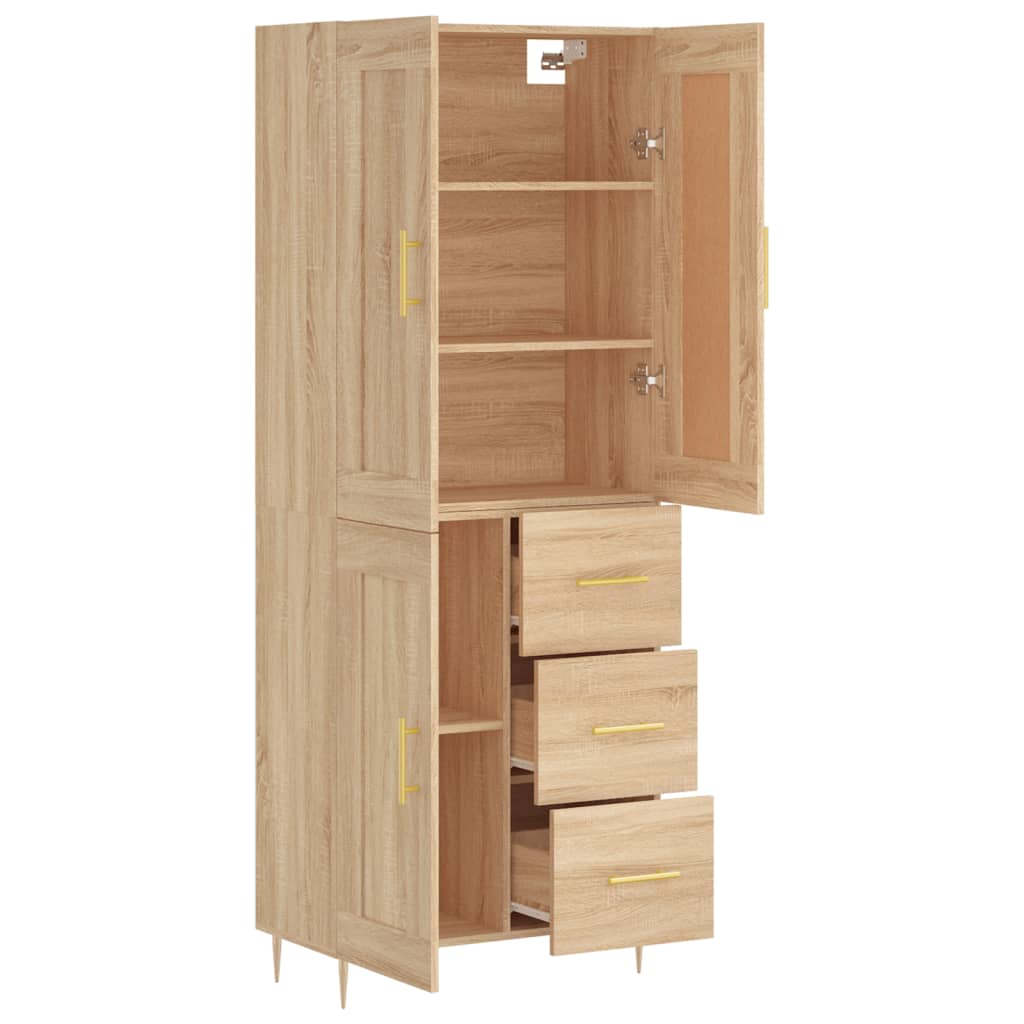 Highboard Sonoma-Eiche 69,5x34x180 cm Holzwerkstoff