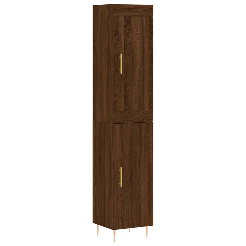 Highboard Braun Eichen-Optik 34,5x34x180 cm Holzwerkstoff