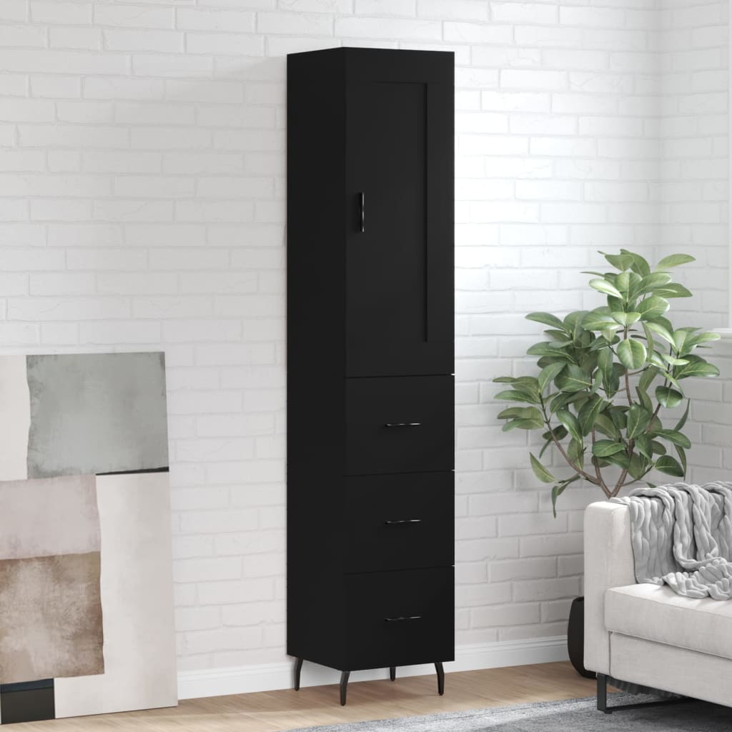 Highboard Schwarz 34,5x34x180 cm Holzwerkstoff