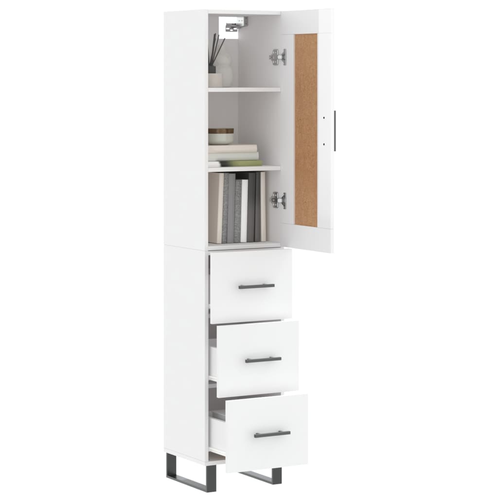 Highboard Hochglanz-Weiß 34,5x34x180 cm Holzwerkstoff