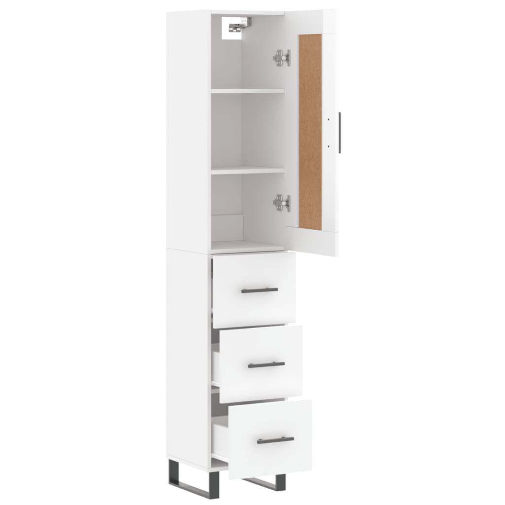 Highboard Hochglanz-Weiß 34,5x34x180 cm Holzwerkstoff