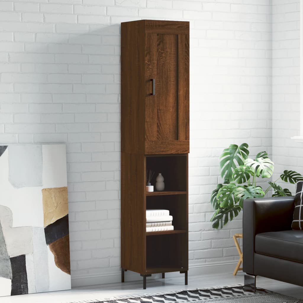 Highboard Braun Eichen-Optik 34,5x34x180 cm Holzwerkstoff