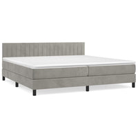 Thumbnail for Boxspringbett mit Matratze Hellgrau 200x200 cm Samt