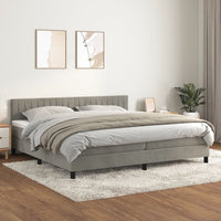 Thumbnail for Boxspringbett mit Matratze Hellgrau 200x200 cm Samt