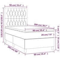 Thumbnail for Boxspringbett mit Matratze Hellgrau 90x200 cm Stoff