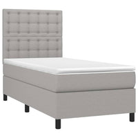 Thumbnail for Boxspringbett mit Matratze Hellgrau 90x200 cm Stoff