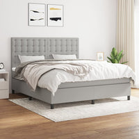 Thumbnail for Boxspringbett mit Matratze Hellgrau 180x200 cm Stoff
