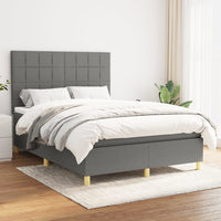 Thumbnail for Boxspringbett mit Matratze Dunkelgrau 140x190 cm Stoff