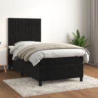 Thumbnail for Boxspringbett mit Matratze Schwarz 100x200 cm Samt