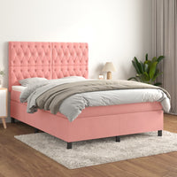 Thumbnail for Boxspringbett mit Matratze Rosa 140x190 cm Samt