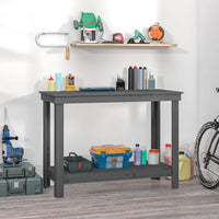 Thumbnail for Werkbank Grau 110x50x80 cm Massivholz Kiefer