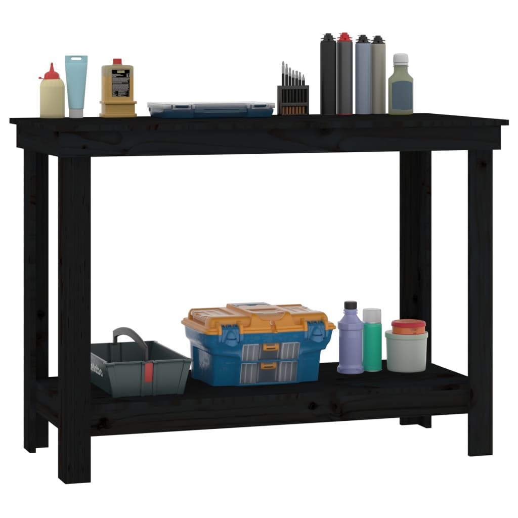 Werkbank Schwarz 110x50x80 cm Massivholz Kiefer