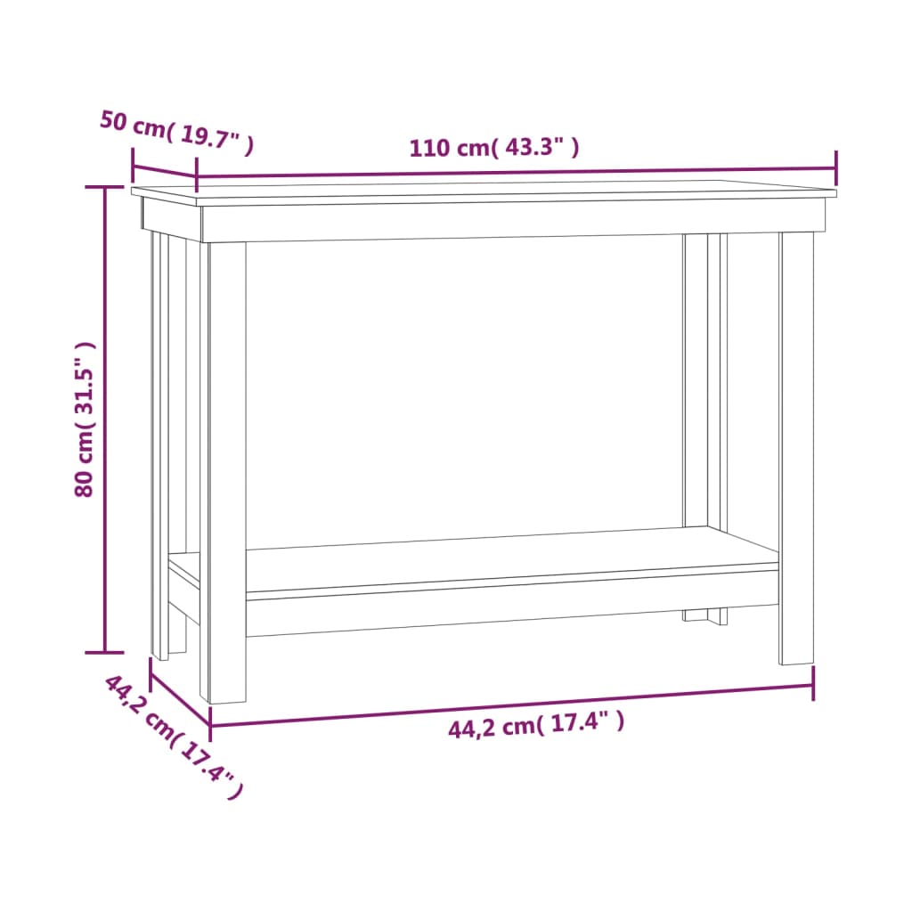 Werkbank Schwarz 110x50x80 cm Massivholz Kiefer