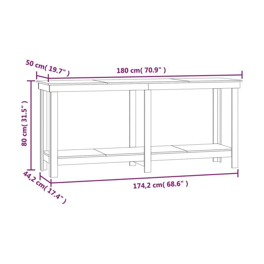 Werkbank Weiß 180x50x80 cm Massivholz Kiefer