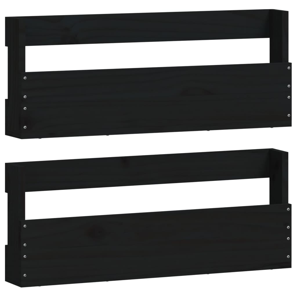 Wand-Schuhregale 2 Stk. Schwarz 59x9x23 cm Massivholz Kiefer