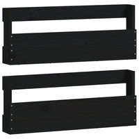 Thumbnail for Wand-Schuhregale 2 Stk. Schwarz 59x9x23 cm Massivholz Kiefer