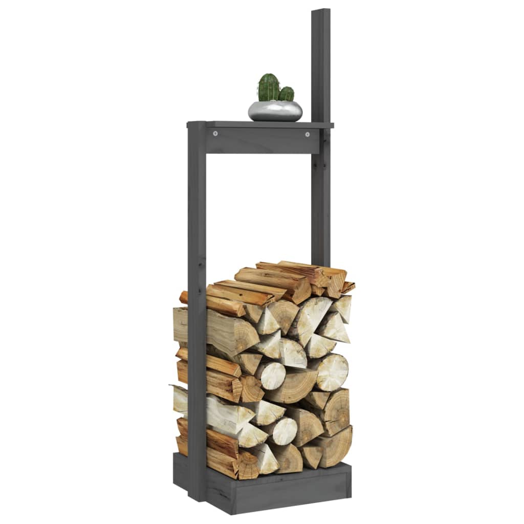 Kaminholzhalter Grau 33,5x30x110 cm Massivholz Kiefer