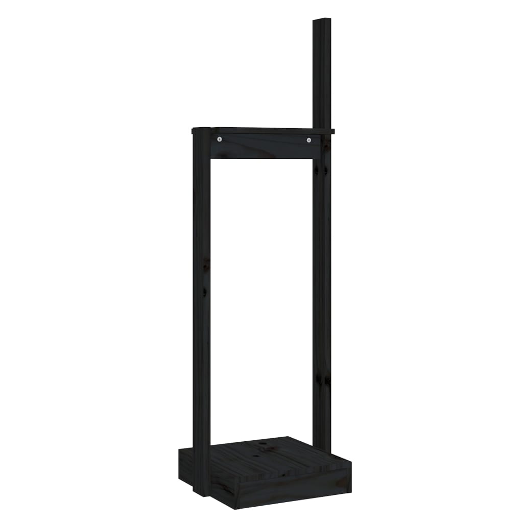 Kaminholzhalter Schwarz 33,5x30x110 cm Massivholz Kiefer