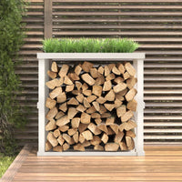Thumbnail for Outdoor-Kaminholzregal Weiß 108x52x106 cm Massivholz Kiefer