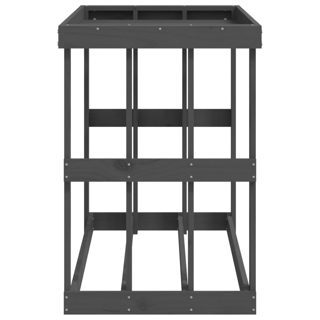 Outdoor-Kaminholzregal Grau 108x52x74 cm Massivholz Kiefer