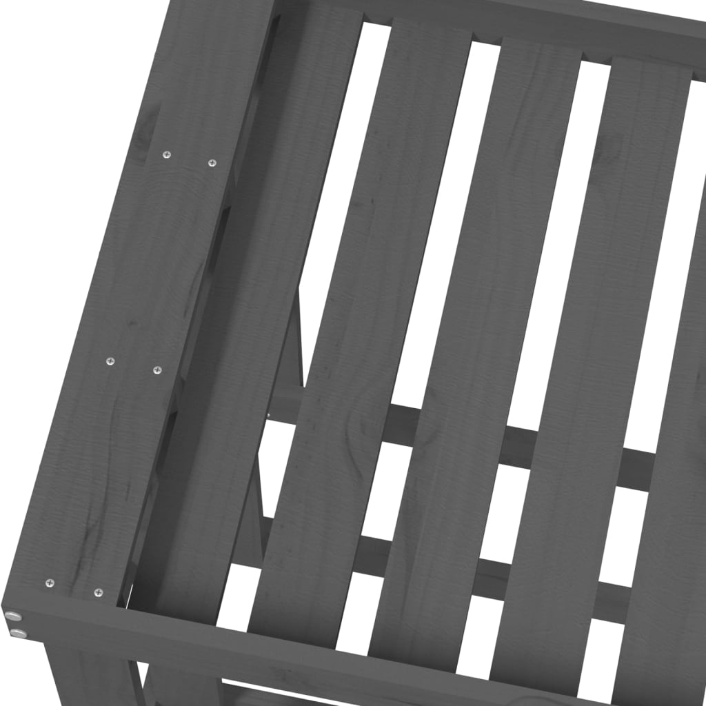 Outdoor-Kaminholzregal Grau 108x52x74 cm Massivholz Kiefer
