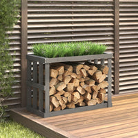 Thumbnail for Outdoor-Kaminholzregal Grau 108x52x74 cm Massivholz Kiefer