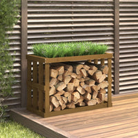 Thumbnail for Outdoor-Kaminholzregal Honigbraun 108x52x74 cm Massivholz
