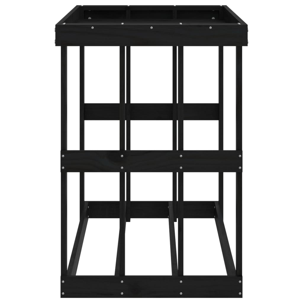 Outdoor-Kaminholzregal Schwarz 108x52x74 cm Massivholz Kiefer