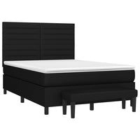 Thumbnail for Boxspringbett mit Matratze Schwarz 140x190 cm Stoff