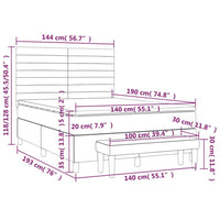 Thumbnail for Boxspringbett mit Matratze Schwarz 140x190 cm Stoff