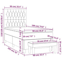 Thumbnail for Boxspringbett mit Matratze Hellgrau 90x190 cm Stoff