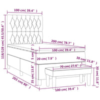 Thumbnail for Boxspringbett mit Matratze Hellgrau 100x200 cm Stoff