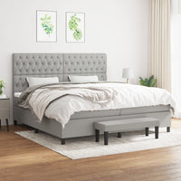 Thumbnail for Boxspringbett mit Matratze Hellgrau 200x200 cm Stoff