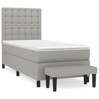 Thumbnail for Boxspringbett mit Matratze Hellgrau 90x190 cm Stoff
