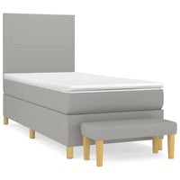 Thumbnail for Boxspringbett mit Matratze Hellgrau 100x200 cm Stoff