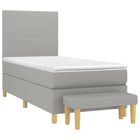 Thumbnail for Boxspringbett mit Matratze Hellgrau 100x200 cm Stoff