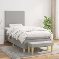 Thumbnail for Boxspringbett mit Matratze Hellgrau 100x200 cm Stoff