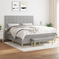 Thumbnail for Boxspringbett mit Matratze Hellgrau 180x200 cm Stoff
