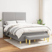 Thumbnail for Boxspringbett mit Matratze Hellgrau 140x190 cm Stoff