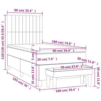 Thumbnail for Boxspringbett mit Matratze Hellgrau 90x190 cm Stoff