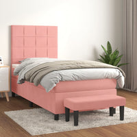 Thumbnail for Boxspringbett mit Matratze Rosa 100x200 cm Samt
