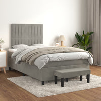 Thumbnail for Boxspringbett mit Matratze Hellgrau 120x200 cm Samt