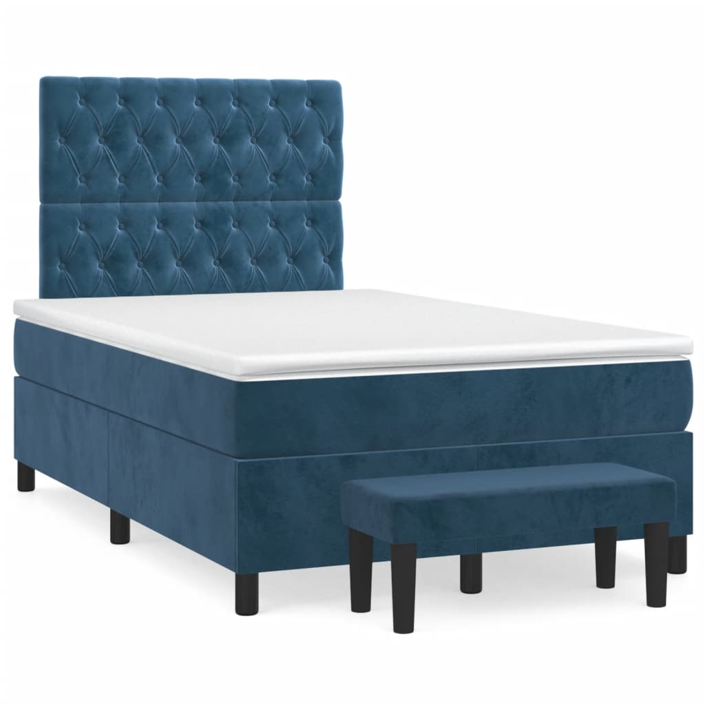 Boxspringbett mit Matratze Dunkelblau 120x200 cm Samt