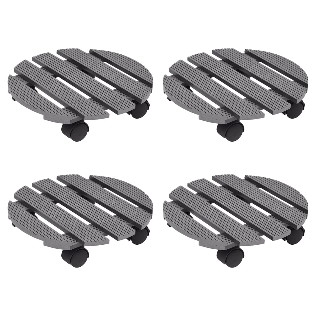 Pflanzenroller 4 Stk. Grau Ø30x7,5 cm WPC